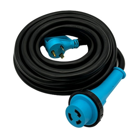 Connecticut Electric STW Extension Cord, 10 AWG, Indoor/Outdoor, 10/3, 1 Outlets, L5-30R, Black/Blue, Nylon, TT-30P HEPC3030CFE